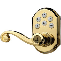 Polish Brass Motorized Lever Lock Z-Wave