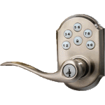 Satin Nickel Motorized Lever Lock Z-Wave